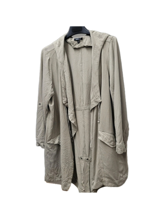 Torrid Women Open Front Olive Roll-Tab Slit-Back Hoodie 100% Rayon Jacket Size 2 - Picture 3 of 10